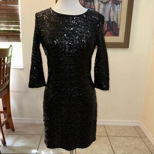 BB DAKOTA Black Sequin 3/4 Sleeve Dress Size Medium